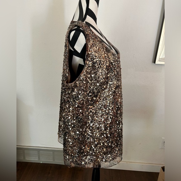 Elie Tahari Gold Sequined Shell - Plus Size - Picture 3 of 6